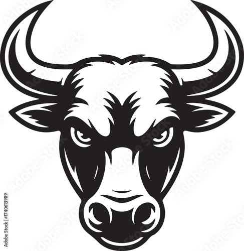 Bull Silhouette Style Animal Head Symbol
