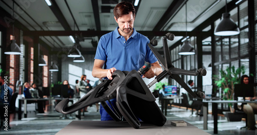 Fotografía Skilled Craftsman Expertly Assembling New Office Furniture