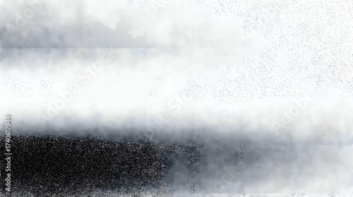 A gradient background transitioning from black to white with a textured, smoky effect