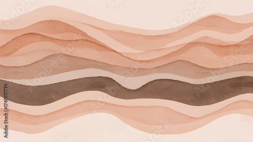 Abstract wavy lines in soft earth tones, creating a layered effect