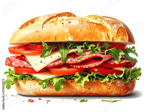 A delicious looking sandwich on a white background