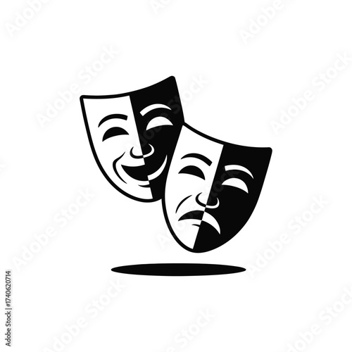 Classic comedy and tragedy theater masks symbol