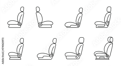 Outline of car seats in various positions a simple design illustration