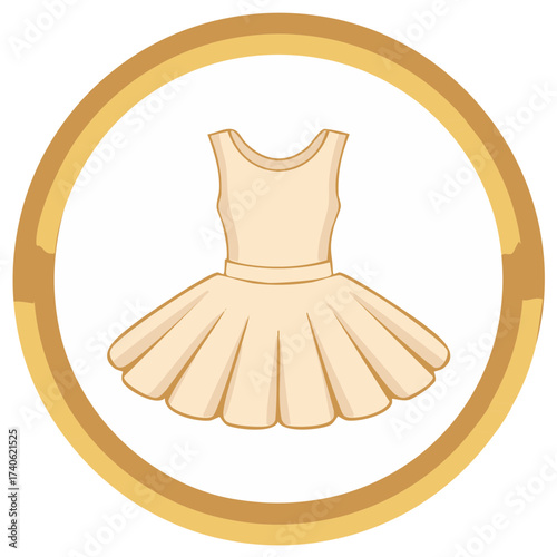 Ballet Tutu Dress Vector in Gold Frame Elegant Dance Costume Illustration