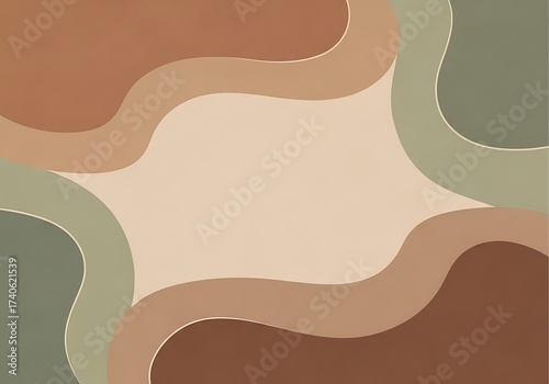 Organic wavy shapes in earthy tones creating a modern abstract background