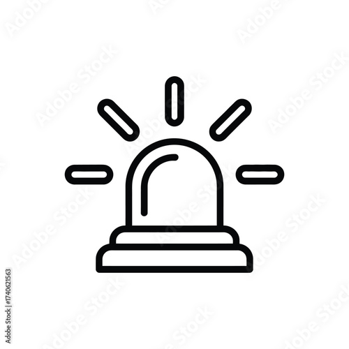 Simple line art icon of a flashing emergency siren light