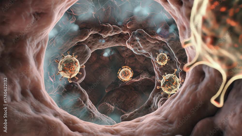 3D Microscopic Animation of Cancer Cell Metastasis Spreading Stock ...
