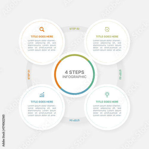 Modern Circular Cycle Round Infographic Design Template with 4 Data Points