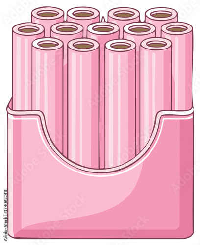 Stack of Pink Candy Sticks in a Box, Nostalgic Treat, Sweets Still Life, Vintage Candies, Sweet Tooth, Retro Confectionery