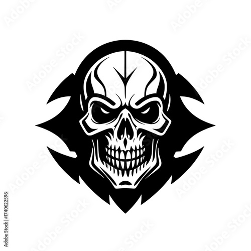 Threatening Skull Mascot with Fiery Eyes