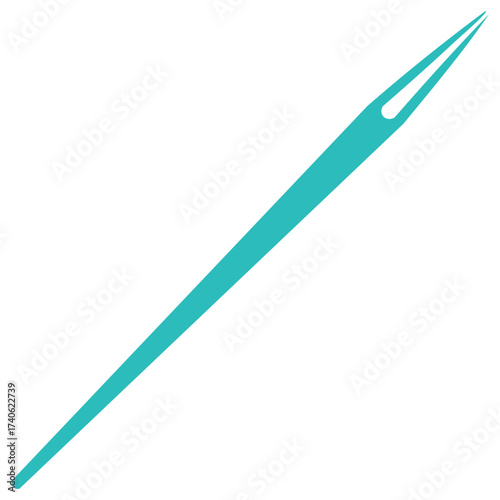 Turquoise Sewing Needle Isolated on White Background Tailoring and Crafting Concept