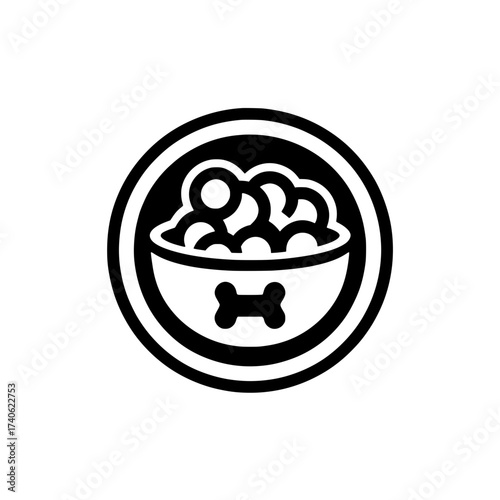 Minimalist Pet Food Bowl Icon Black Silhouette Vector