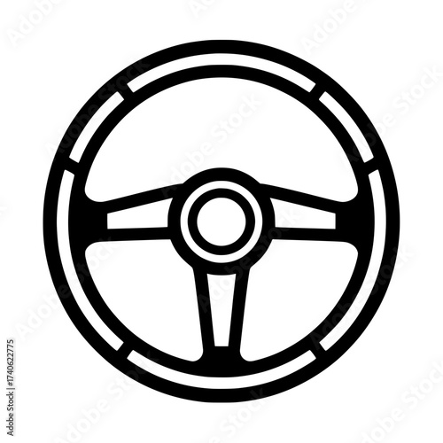 Bold Line Vector Car Steering Wheel Icon