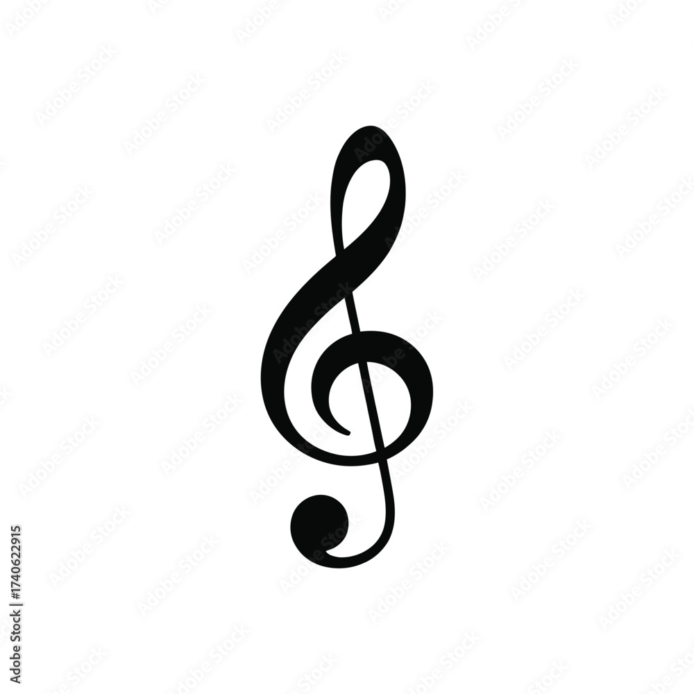 Obraz premium Elegant black treble clef symbol on a white background