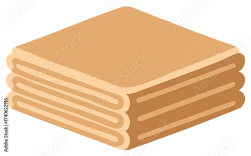 Organized stack of neatly folded beige towels or fresh linens in a flat vector illustration