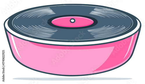Stylized vinyl record in a pink case offering a blend of vintage charm and contemporary flair
