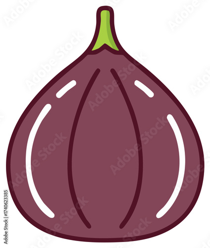 Captivating isolated Fig Illustration in Vivid purple and green tones with bright lines adding definition and clarity