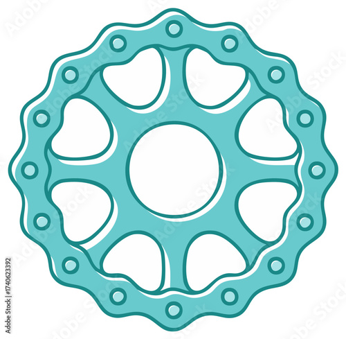 Turquoise Bicycle Chainring Component Illustration