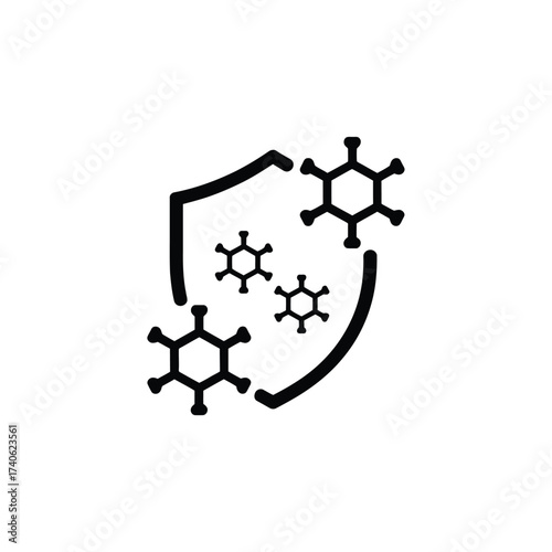 Shield defending against viruses and bacteria icon