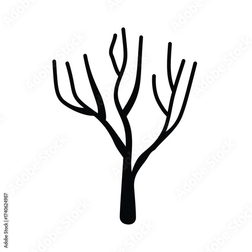 Dead tree cartoon vector illustration, leafless tree silhouette, dry tree clip art, deciduous tree plant image, naked tree clipart, bare tree vector, old winter tree isolated