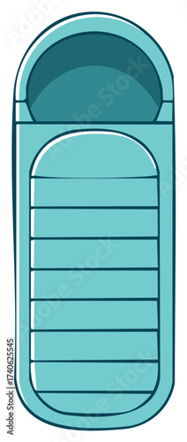 Teal Sleeping Bag Illustration for Camping Adventure or Outdoor Trip