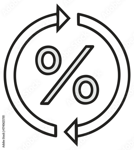 Percentage Rate Rotation: Finance Renewal and Loan Rate Cycle Icon