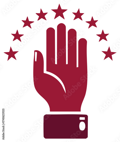 Open Hand with Stars Vector Graphic for Achievement or Success Concept
