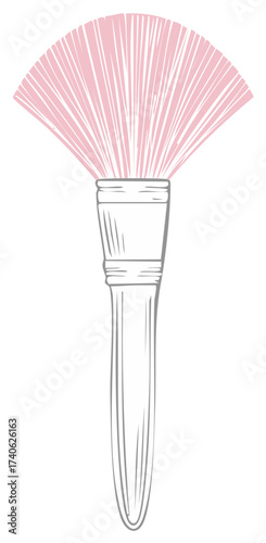 Soft pink fan makeup brush with grey handle elegant cosmetic tool for beauty application