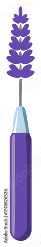 Stylized mascara wand with a lavender flower brush vector illustration
