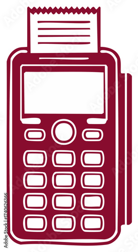 Illustration of POS Terminal with Receipt for Payments Processing