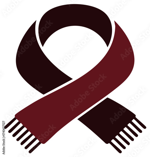 Stylized Burgundy and Dark Red Scarf Symbol Illustration