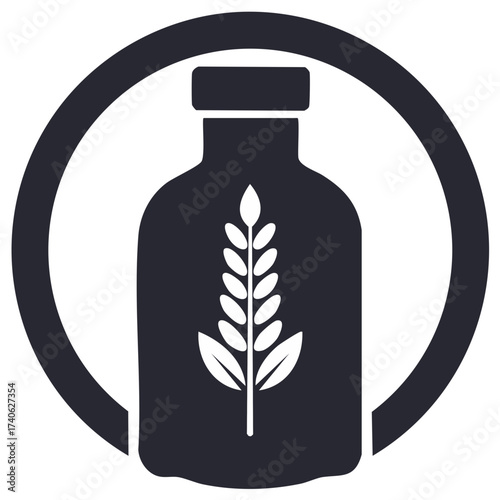 Grain Bottle Icon Circle Agricultural Product Simple Symbol