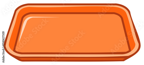 Vibrant orange rectangular food service tray shown in a clean vector illustration