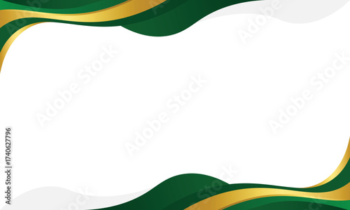green and gold wave pattern border empty space design template background