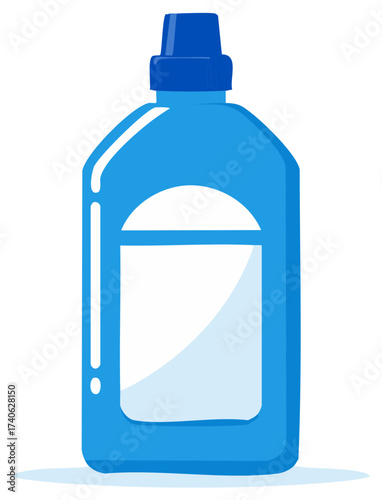 Empty Blue Plastic Bottle Mockup for Household Cleaner and Laundry Detergent Liquid