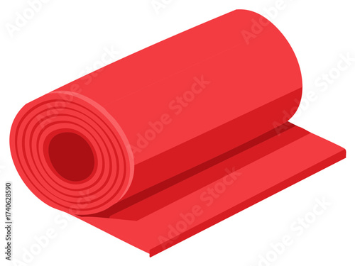 Red rolled mat isometric illustration vector graphic design element simple style