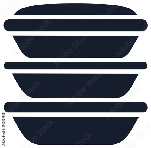 Simple Glyph Icon of Stacked Meal Prep Food Containers
