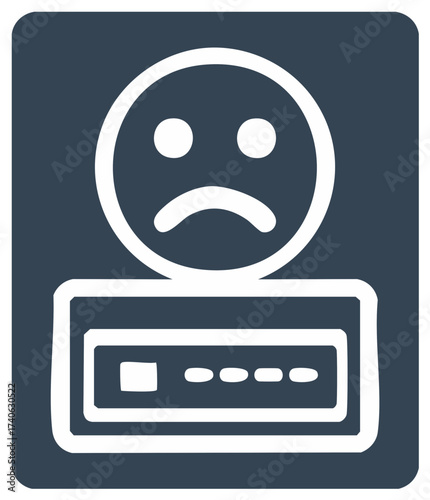 Financial distress and debt icon with sad face and credit card symbol