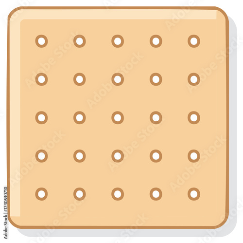 Simple Square Saltine Cracker Snack Food Vector Icon Illustration