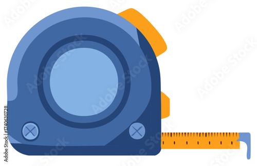 Blue retractable measuring tape tool for length measurements in home improvement projects