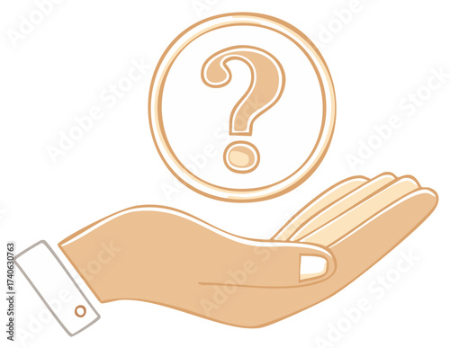 Hand Holding Question Mark Symbol Concept for Inquiry, Doubt, or Solution Search