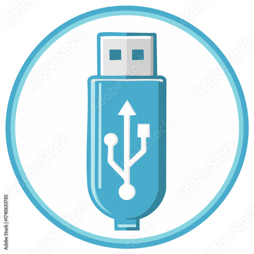 Modern Flat Design USB Flash Drive Icon Digital Data Storage Technology