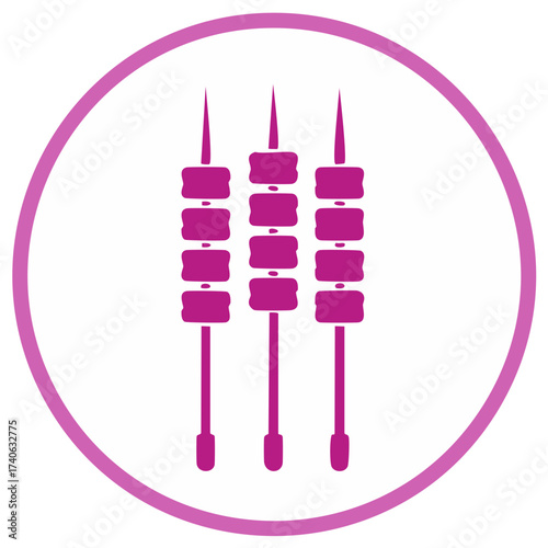 Three Purple Kabobs in a Circle Frame Graphic Design for Restaurant Advertisements and Party Invitations