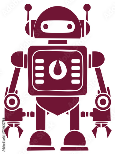 Classic robot character flat vector illustration icon for technology and science concepts