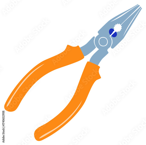 Orange Handled Combination Pliers Illustration Hand Tools Equipment Precision