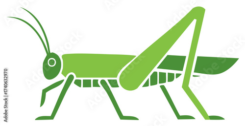 Green Grasshopper Illustration Side View Insect Animal Creature Bug Hopper Icon