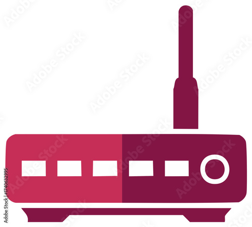 Simple two-tone vector icon of a wifi router modem for broadband and network connectivity