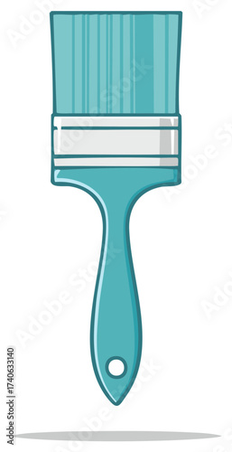 Teal Paintbrush Illustration with Handle Loop for Hanging in Artist's or House Painter's Toolkit