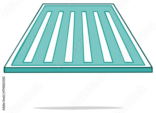 Abstract illustration of a teal and white grated surface