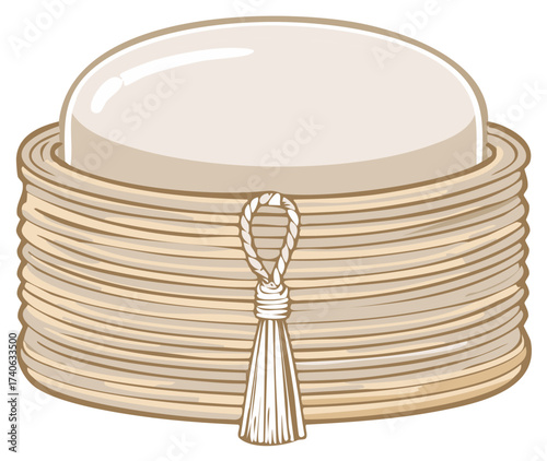 Traditional Chinese steamed bun in a bamboo steamer basket vector illustration